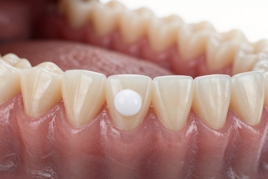 Biała krosta na dziąśle