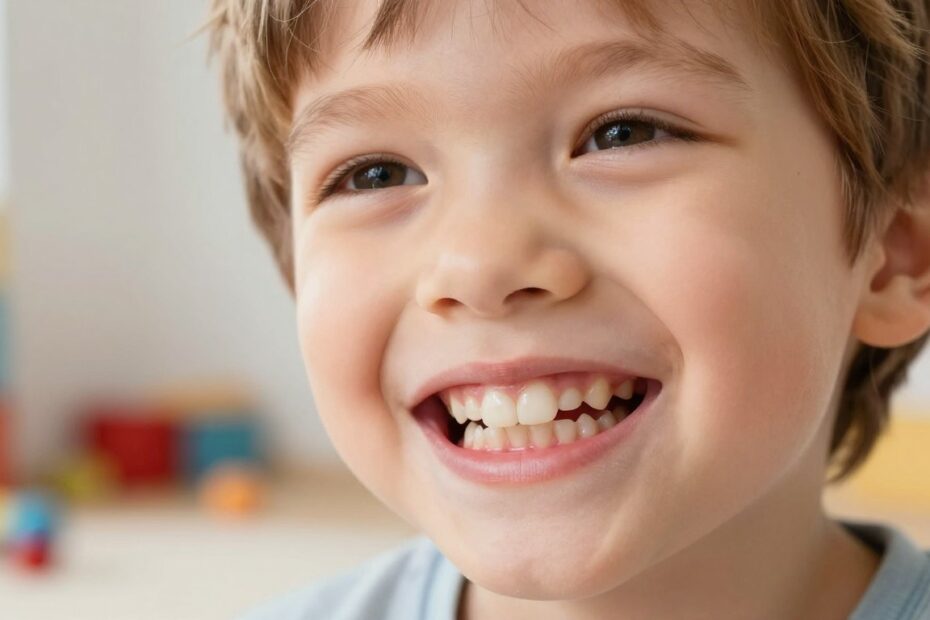 Ząb rośnie na dziąśle u dziecka
